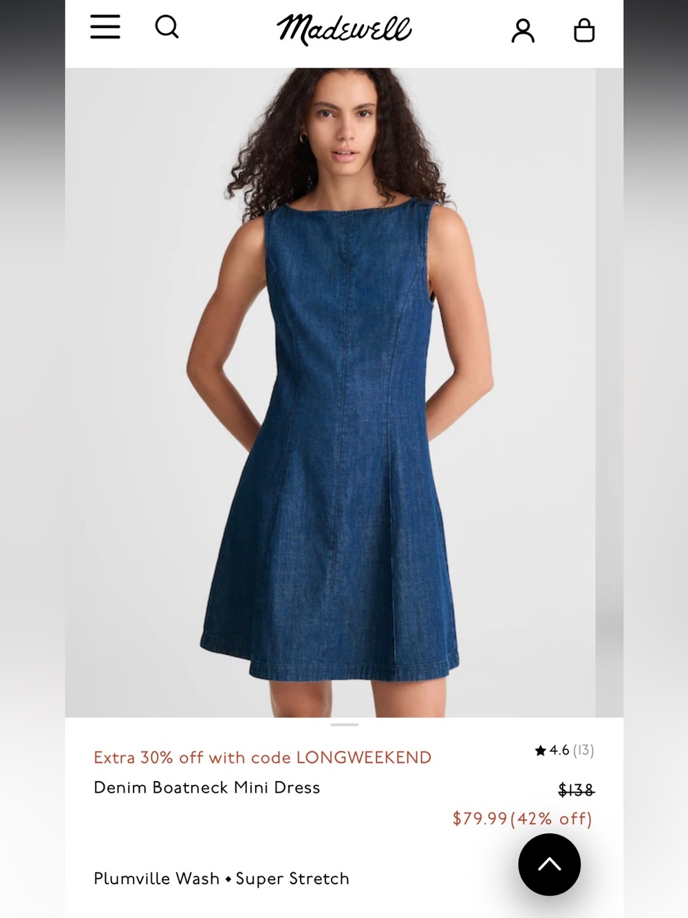 Madewell boatneck mini dress NWT